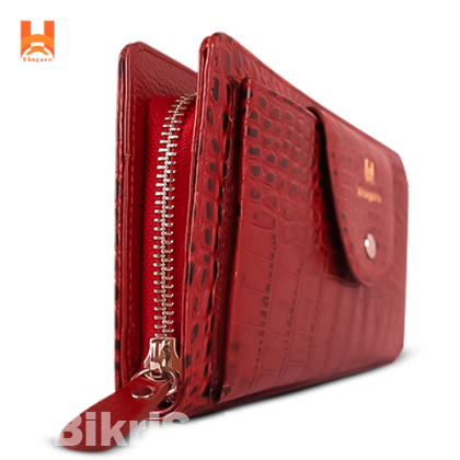 Hingare Alligator Pattern Red Genuine Leather Hand Purse